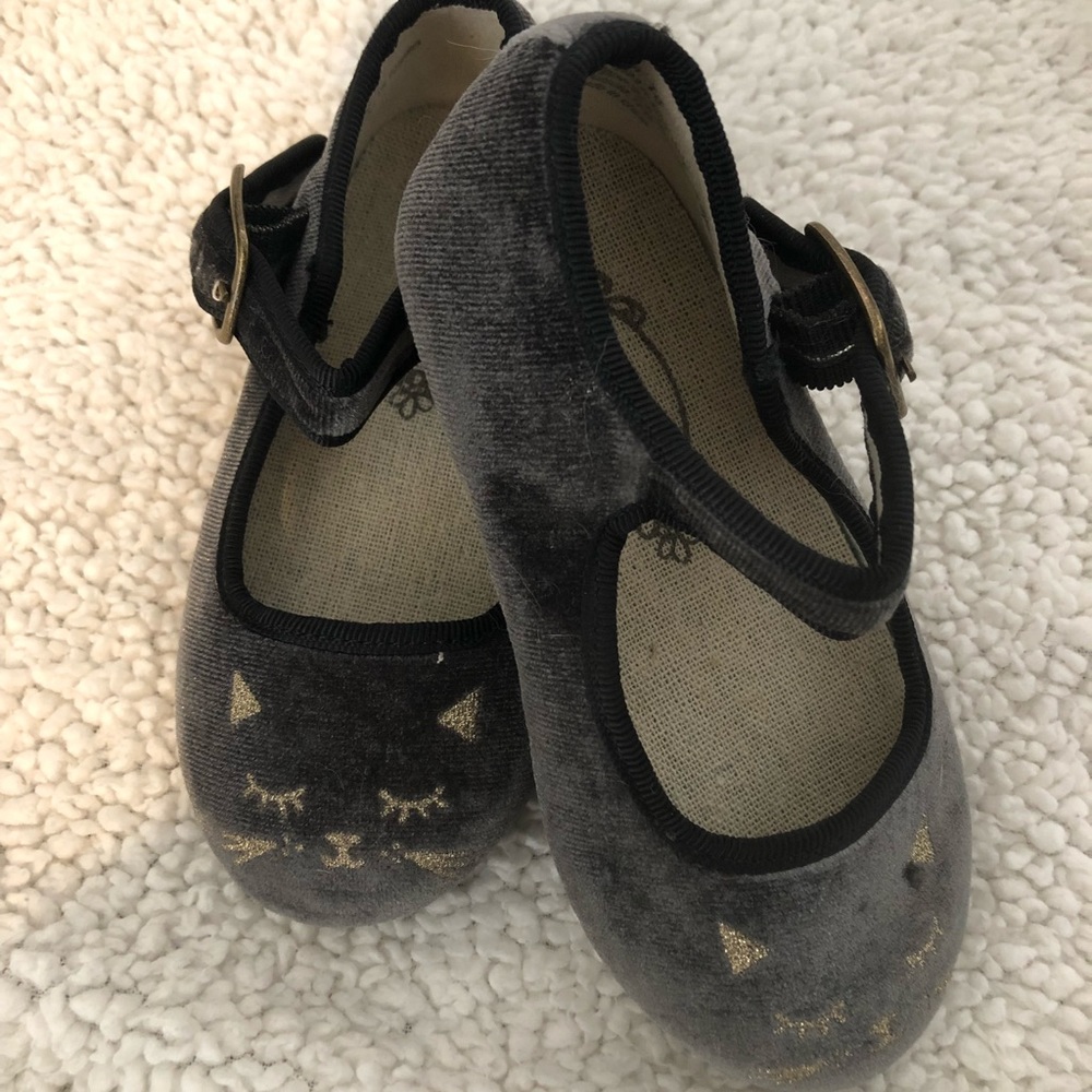 Crushed velvet kitty shoes - Baby